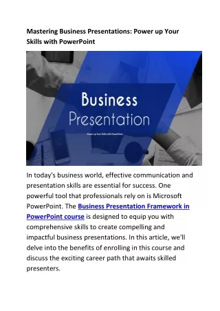 Mastering Business Presentations Power Up Your Skills with PowerPoint