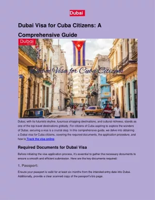 Dubai Visa for Cuba Citizens: A Comprehensive Guide