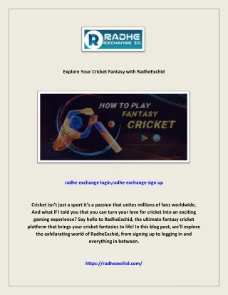 Explore Your Cricket Fantasy with RadheExchid