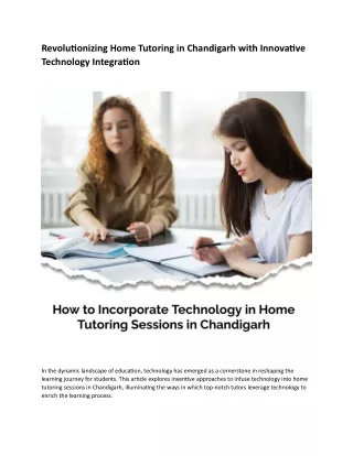 Revolutionizing Home Tutoring in Chandigarh with Innovative Technology Integrati