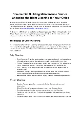 Commercial Building Maintenance Service_ Choosing the Right Cleaning for Your Office