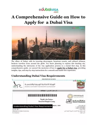 A Comprehensive Guide on How to Apply for a Dubai Visa