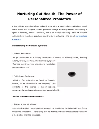 Nurturing Gut Health_ The Power of Personalized Probiotics