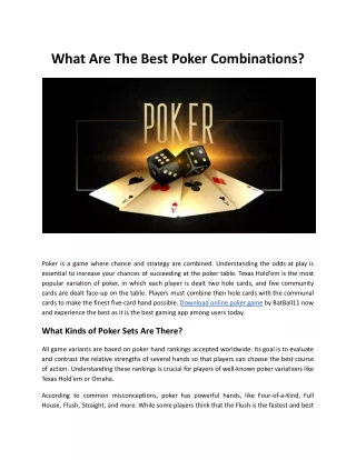 What Are The Best Poker Combinations_