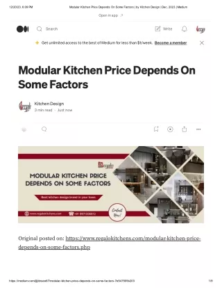 Modular Kitchen Price Depends On Some Factors