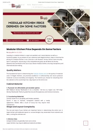 Modular Kitchen Price Depends On Some Factors