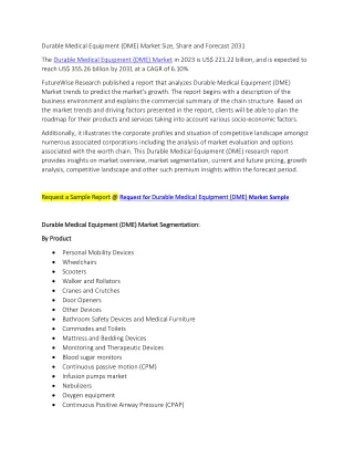 Durable Medical Equipment (DME) Market