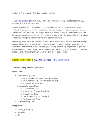 Serological Testing Market
