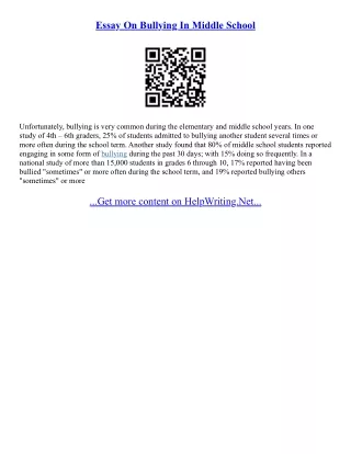 Essay On Bullying In Schools