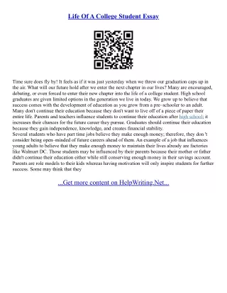 Essays On Student Life