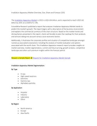 Irradiation Apparatus Market Overview, Size, Share and Forecast 2031