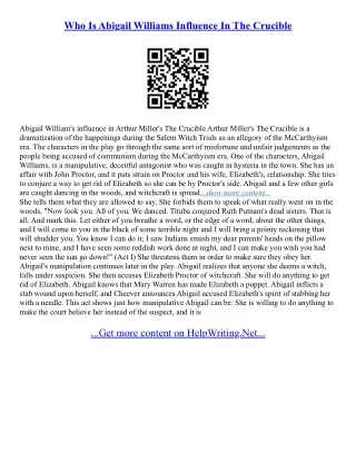 Abigail Williams Essay