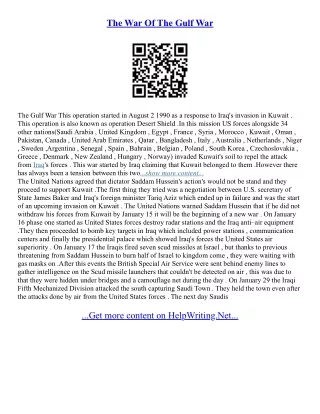 Gulf War Essay