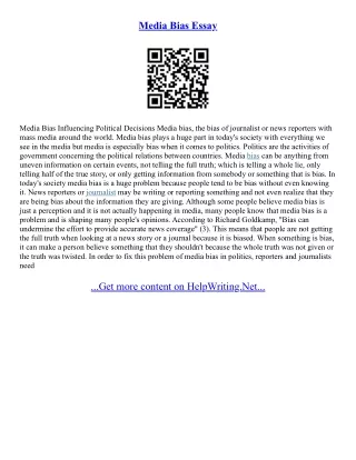 Essay On Media Bias