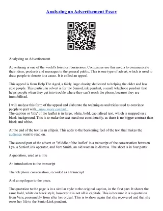 Advertising Analysis Essay
