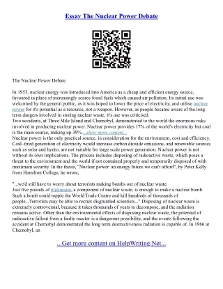 Essay About Nuclear Power