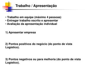 Trabalho / Apresentação