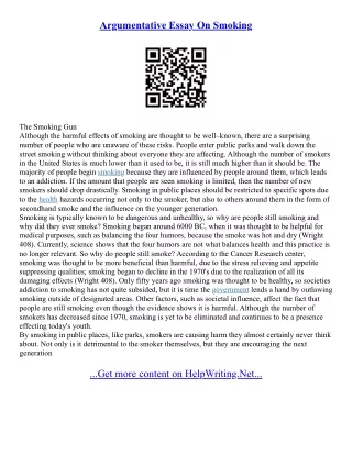 Essays On Smoking