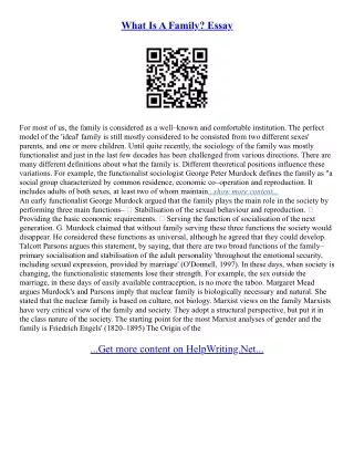 Perfect Family Essay