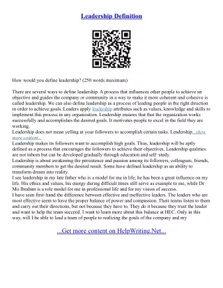 Leadership Definition Essay