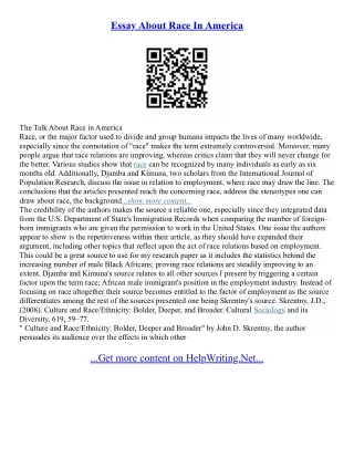 Essay About Race