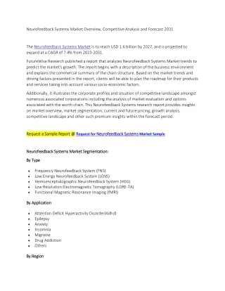 Neurofeedback Systems Market Overview, Competitive Analysis and Forecast 2031