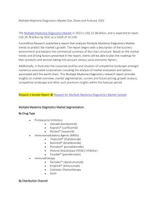 Multiple Myeloma Diagnostics Market Size, Share and Forecast 2031