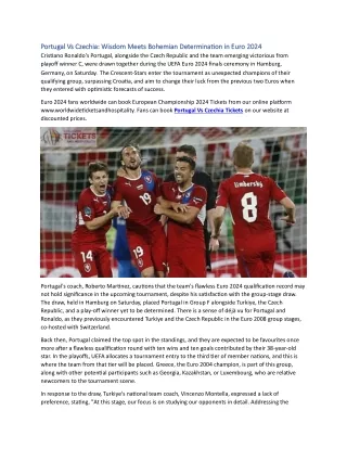 Portugal Vs Czechia Wisdom Meets Bohemian Determination in Euro 2024
