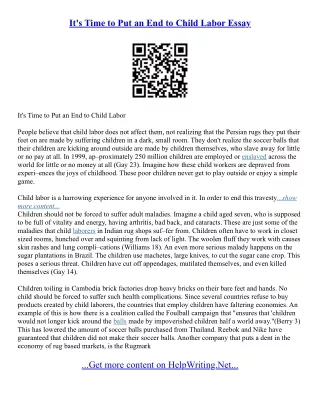 Stop Child Labour Essay