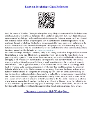Psychology Essay Examples