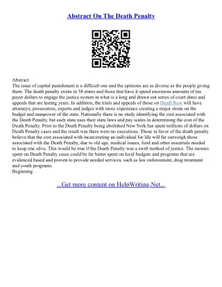 Essay For Death Penalty