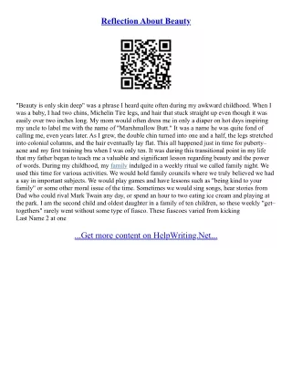 Beauty Is Only Skin Deep Essay