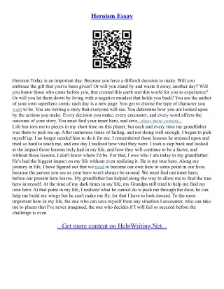 Essay On Heroism