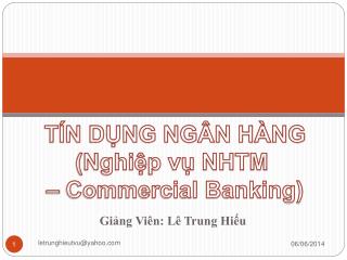 TÍN DỤNG NGÂN HÀNG (Nghiệp vụ NHTM – Commercial Banking)