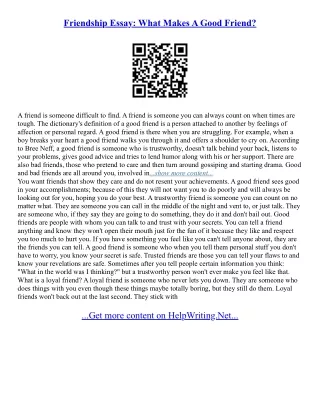 Characteristics Of A Good Friend Essay