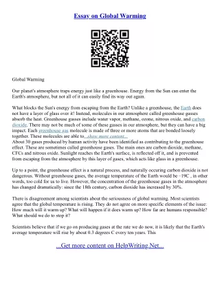 Best Essay On Global Warming