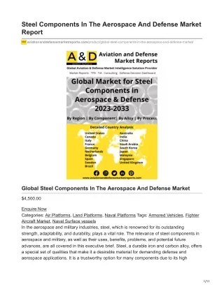 Steel Components In The Aerospace And Defense Market Report
