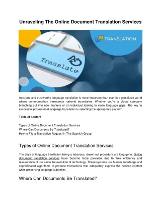 Unraveling The Online Document Translation Services