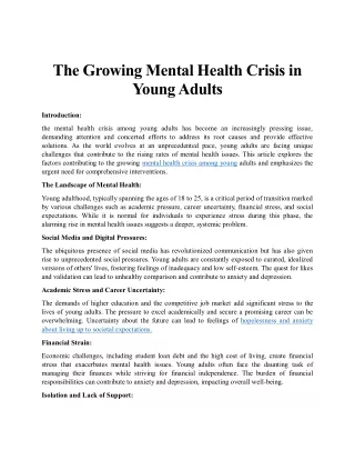 The Growing Mental Health Crisis in Young Adults