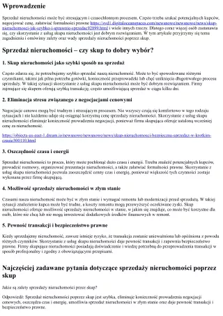 Sprzedaż nieruchomości – czy skup to dobry wybór?