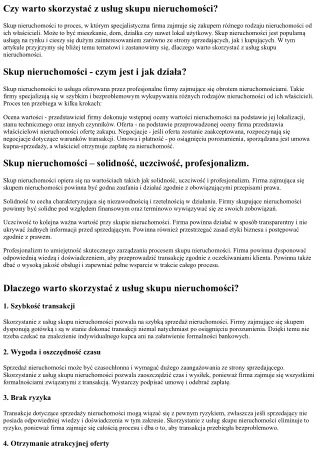 Skup nieruchomości – solidność, uczciwość, profesjonalizm.