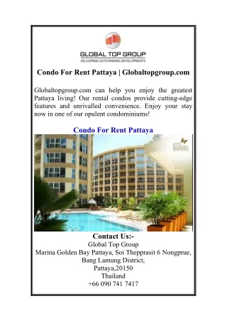 Condo For Rent Pattaya | Globaltopgroup.com