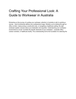 Crafting Your Professional Look_ A Guide to Workwear in Australia