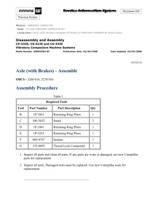 Caterpillar Cat CP-433E Vibratory Compactor (Prefix BTT) Service Repair Manual (BTT00001 and up)