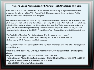 NationaLease Announces 3rd Annual Tech Challenge Winners