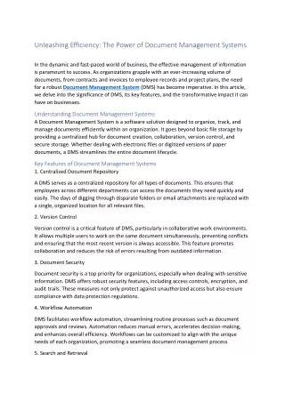 Unleashing Efficiency The Power of Document Management Systems