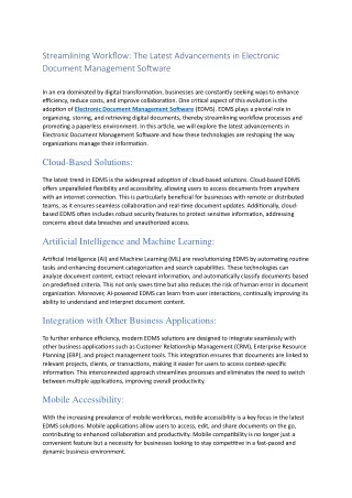 Streamlining Workflow The Latest Advancements in Electronic Document Management Software