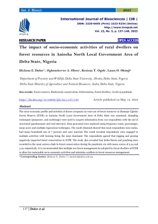 The impact of socio-economic activities of rural dwellers on forest resources