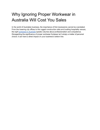 Why Ignoring Proper Workwear in Australia Will Cost You Sales