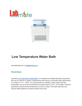 Low Temperature Water Bath